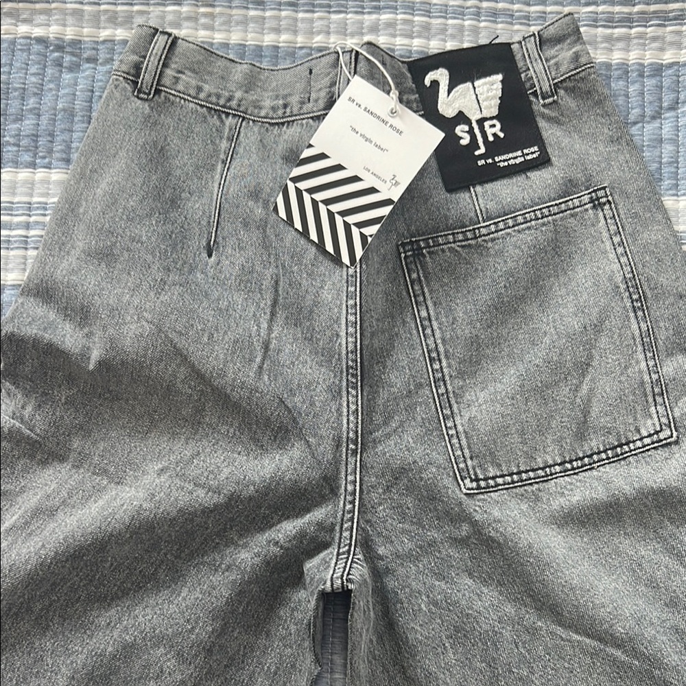 Free People SR vs. Sandrine Rose “the virgin label” wide leg Jeans grey wash